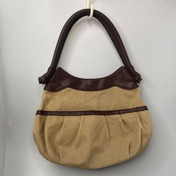 Simply Vera Vera Wang Shoulder Bag Hobo Purse Pebbled Leather Canvas - Picture 13 of 13